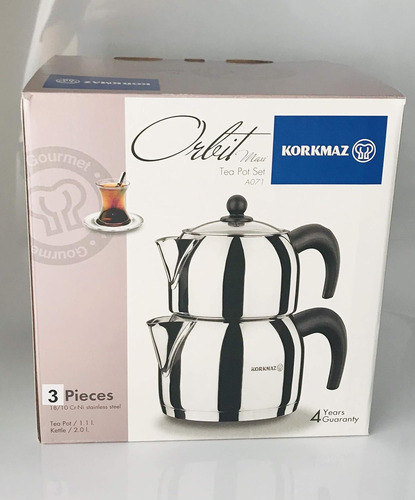 Korkmaz Orbit - Tetera Turca De Acero Inoxidable 18/10 (3,1