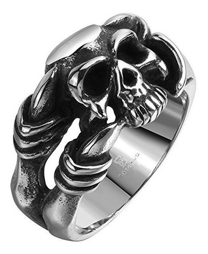 Anillo Calavera Garra Dragón Acero Inoxidable Hombre