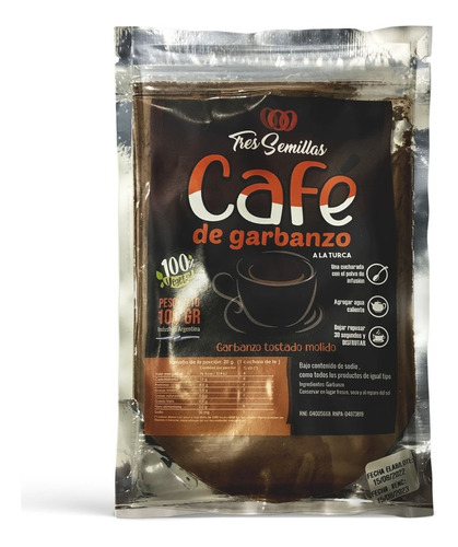 Cafe De Garbanzo A La Turca Molido Tres Semillas Vegano 100g