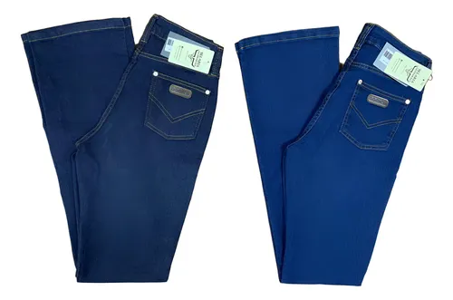 comprar Kit 2 Calça Docks Feminina Cintura Alta Perna Justa Flare