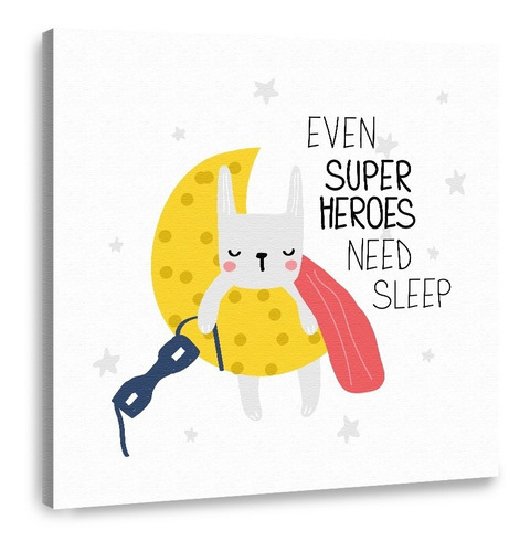 Cuadro Canvas Decorativo Cuarto Bebé Niños Super Héroe Sleep