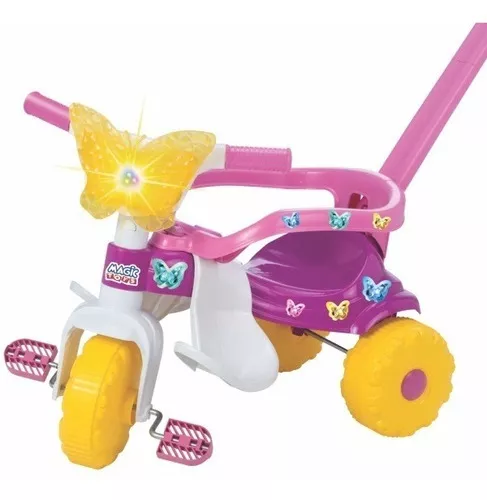 Velotrol Triciclo Infantil Motinho Motoca Butterfly Com Luz Cor