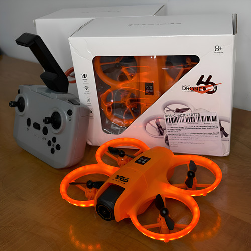 Mini Drone V66 Profissional Barato Sensor Câmera Gps Wifi Laranja