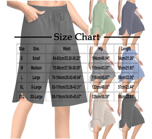 Pantalones Cortos De Cintura Elástica Con Bolsillos De Lino