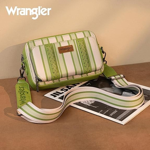 Cartera Deportiva Wrangler Cowgirl C Importada Original Verde Claro Rayas