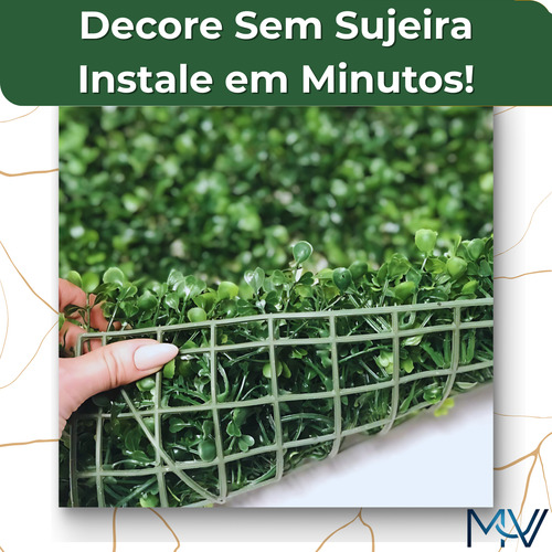 Placa Buchinho Artificial 40x60cm Kit 10 Jardim Vertical Verde Muro Inglês Parede Decorativa Lavável Plantas e Flores Artificiais Decoração Casa Uso Interno e Externo Fácil Instalação Durável