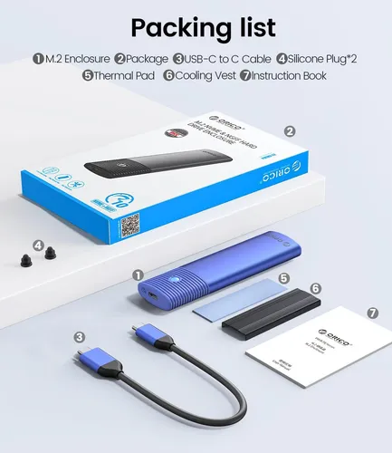 Adaptador De Caja Ssd Orico M.2 Nvme Sata Usb-c 10 Gbps