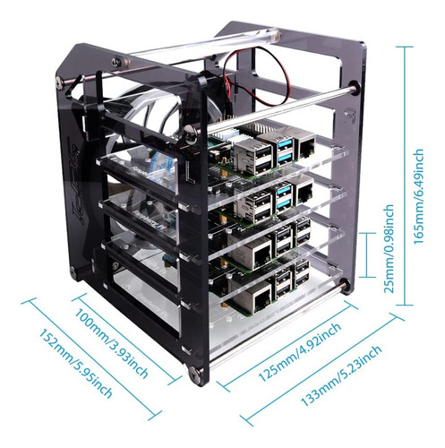 Raspberry Pi Cluster Case 4 Capas Para Raspberry Pi 4 Modelb