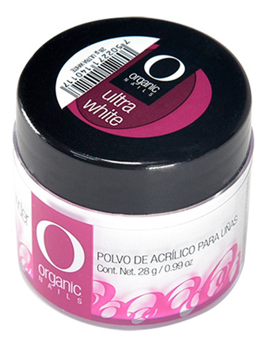 Polvo Acrílico Acrylic Powder Ultra White 28g Organic Nails