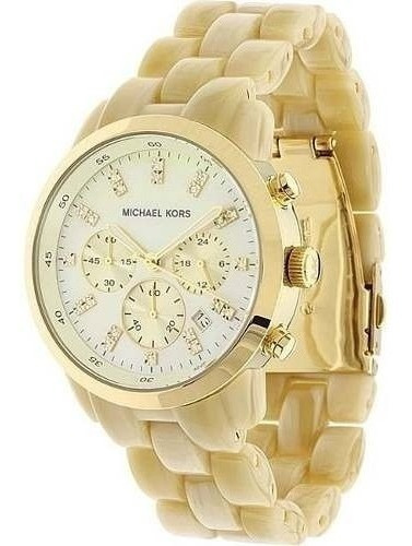 Reloj Michael Kors Mk5217 de nácar, original dorado, EE. UU., correa de color crema, color de fondo crema