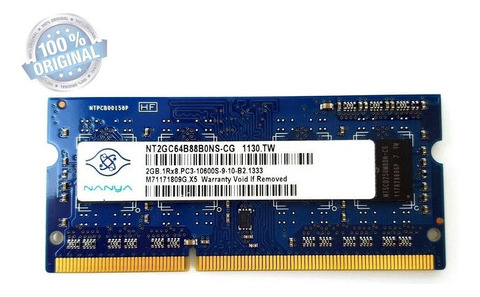 Memoria Portátil 2gb Ddr3 1333 Mhz 1rx8 Pc3-10600s Nanya