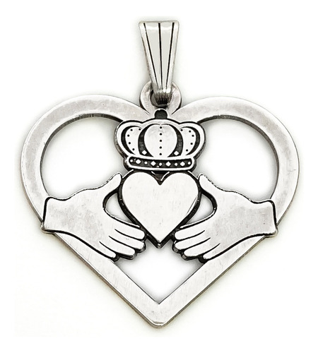 Dije Claddagh Celta Corazón De Plata 925 Amor 1,8 Cm