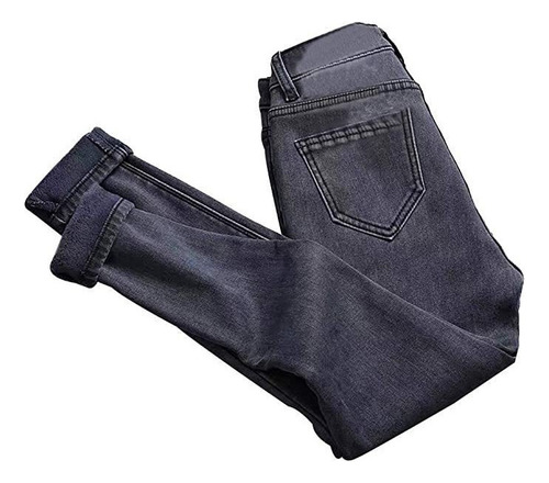 Jeans De Cintura Alta Para Mujer Con Forro Polar Térmico .