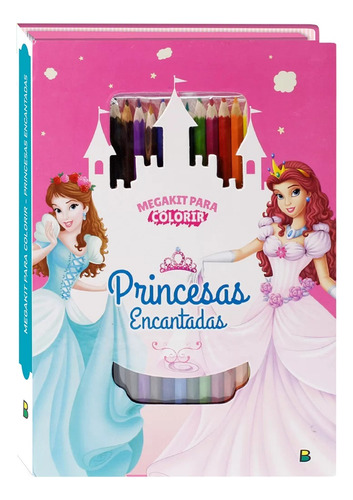 Livro Infantil De Colorir Lápis De Cor Desenhos Meninas Princesas Do Castelo 