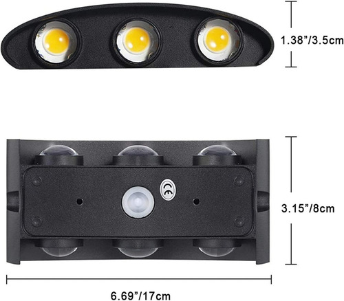 Imagen 2 de 3 de X2 Foco Led Aplique Pared 6 Leds Luz Fría/cálida Exterior