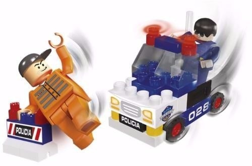 Blocky Súper Policías Balde 120 Piezas Tipo Rasti