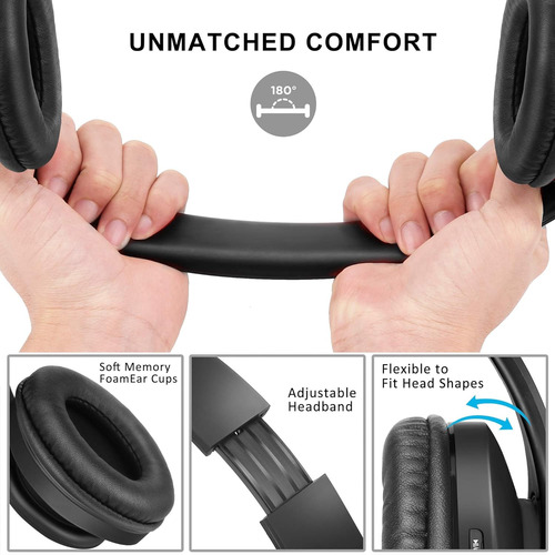 Audífono Zihnic Wh-816, Recargable, Over-ear, Bt, Negro