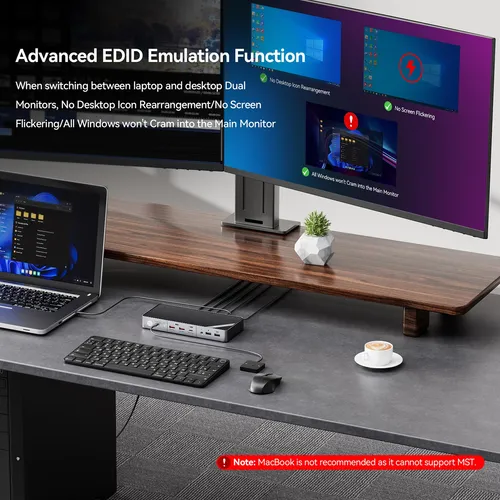 Conmutador Kvm Minisopuru 4k Con Doble Monitor Con 2 Hdmi Pa