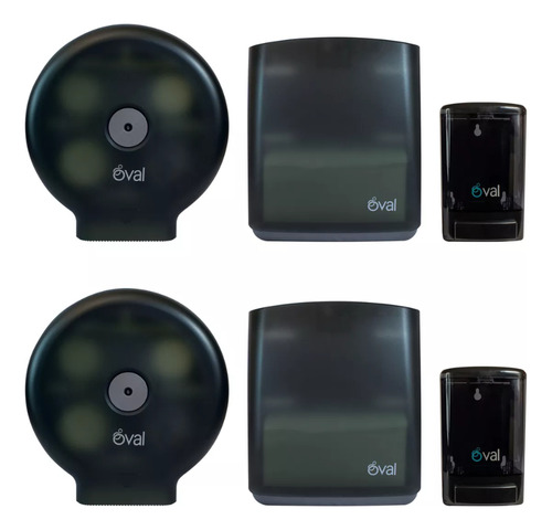 Kit 2 Despachador Toallas Jabonera Higienico Oval Hogar Color Humo