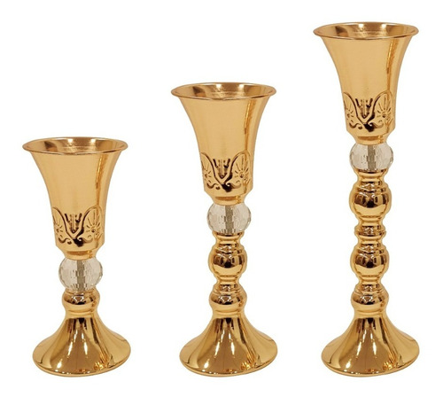 Candelabro Para Velas Color Oro/plata X 3 Unid - Sheshu Home