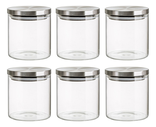 Set 6 Frasco Vidrio Borosilicato Almacenamiento  690ml