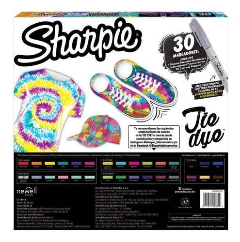 Imagen 2 de 6 de Ruleta 30 Marcadores Sharpie Tie Dye Con Marcador Misterioso