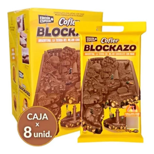 Cofler Blockazo 1 Kg Chocolate Maní Caja Bulto Cerrado X 8u
