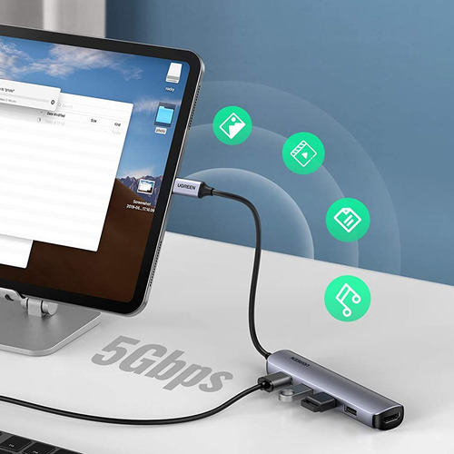 Hub Usb-c 5 En 1 Ugreen 4 Usb-a 3.0 Y 1 Hdmi 4k 5gbps