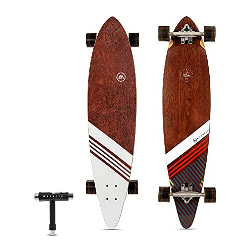 Magneto 40 Inch Pintail Longboard Skateboard  Dark Stained