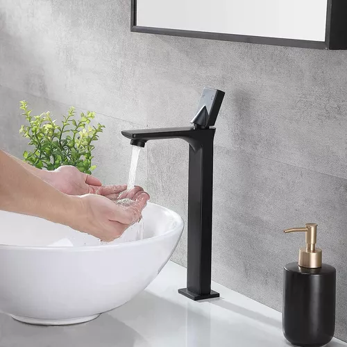 Grifo Lavabo Negro Mate Alto, Monomando Moderno