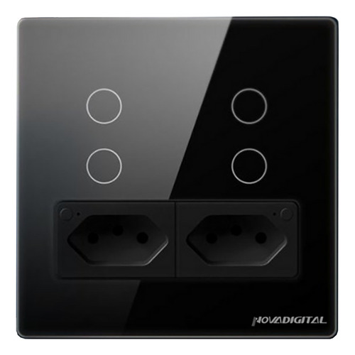 Interruptor Inteligente Wifi 4 Teclas Com Tomada Novadigital