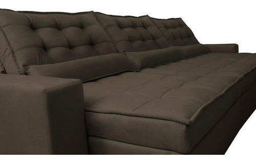 Sofá Retrátil e Reclinável 3,82m com Molas Ensacadas Cama Inbox Gold Tecido Suede Velusoft Café