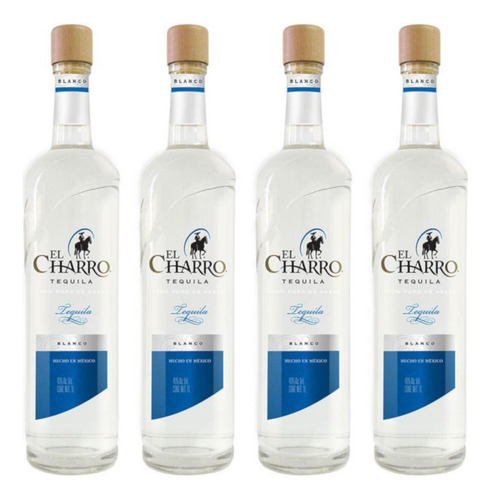 Pack De 4 Tequila El Charro Blanco 100% 1 L