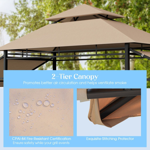 Gazebo Para Asados De Patio De 13,5 X 4 Pies Con Toldo Gpl Beige