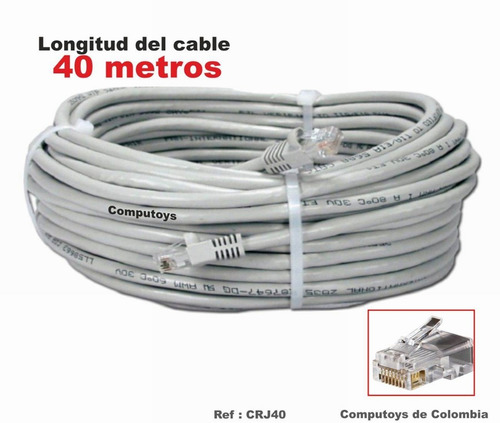 Imagen 1 de 6 de Cable De Red Rj-45 Cat5e De 40 M Ref: Crj40 Computoys Sas