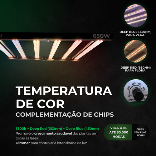 Led 650w Quantum Barra Chip Lm301h Evo Driver Master Plants Luz Full Spectrum 127/220v