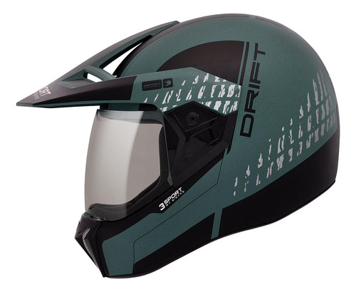 Capacete Bieffe 3 Sport Drift Verde Militar Fosco Pto Cross