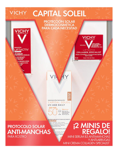 Kit Vichy Capital Soleil Protector Solar Anti-manchas 3pzs