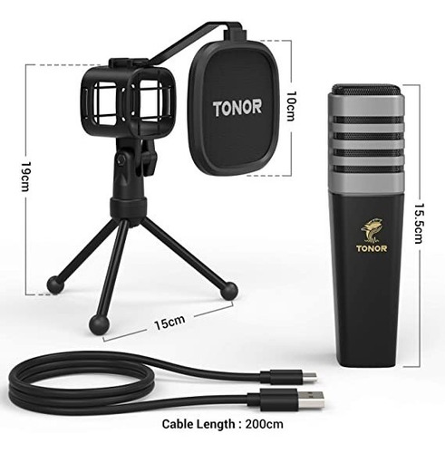 Imagen 2 de 6 de Tonor - Micrófono Usb Para Computadora Con Condensador Cardi