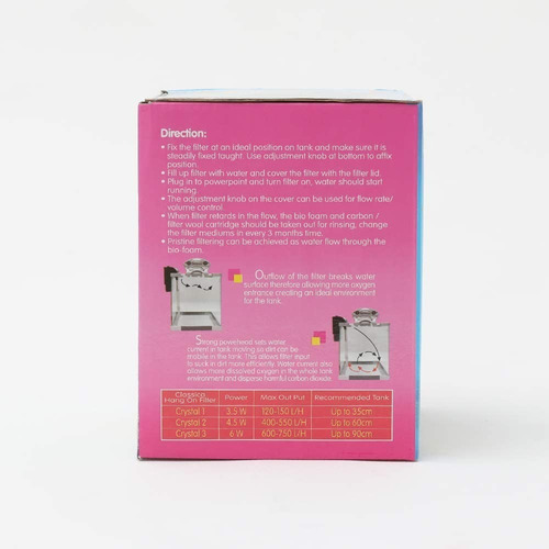 Imagen 2 de 6 de Filtro Mochila Classica Crystal 2 550l/h Peceras Acuario
