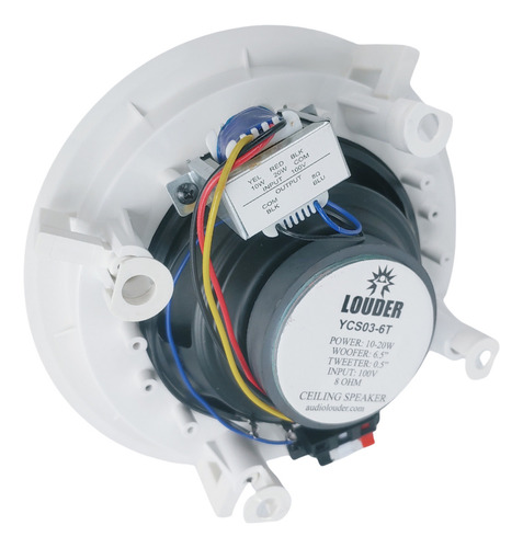 Bocina Plafon Con Transformador 100v Ambiental 6.5 Pulgadas Color Blanco
