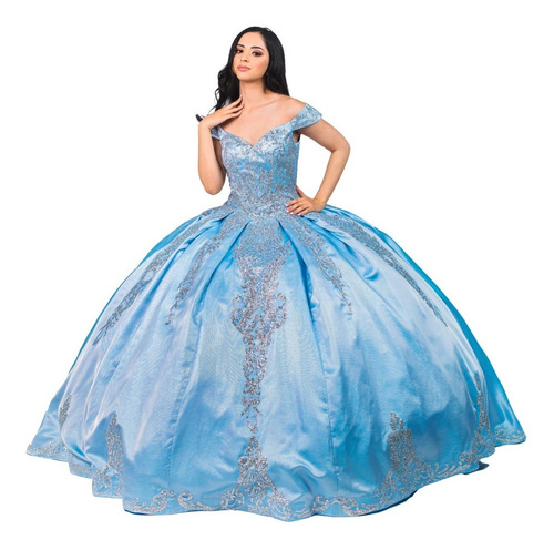 Imagen 3 de 10 de Vestido Quinceañera Glitter Aplicaciones Quince Años Xv
