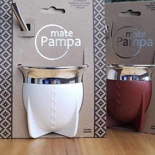 Imagen 3 de 8 de Mate Pampa Blanco Con Bombilla Cuia Guampa Porongo Chimarrao
