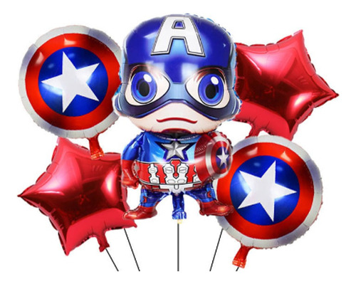 Set 5 Globos De Capitan América / Avengers - Cumpleaños 