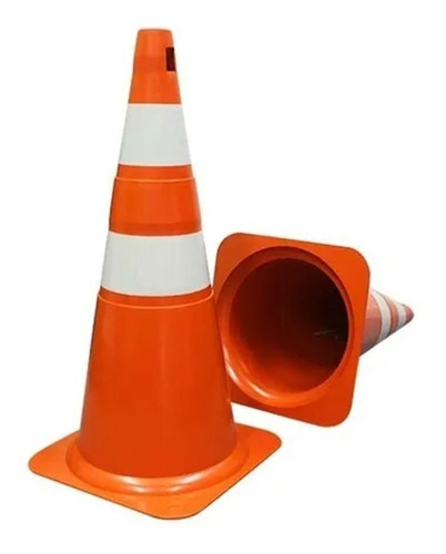 5 Cones De Sinalização Pvc 50cm Laranja/branco