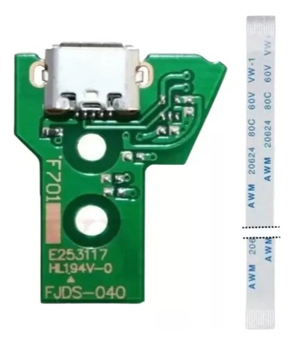 Kit 2 Placa Usb Controle Ps4 Jds-040 + 2 Cabo Flat 12 Vias