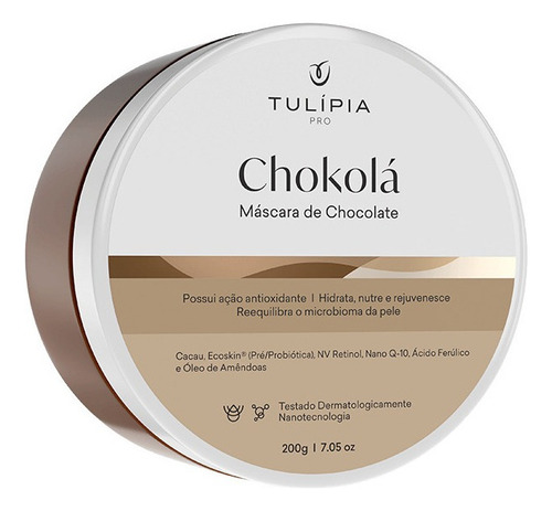 Chokolá Nano Máscara Ganache Nutritiva Tulípia 200g Tipo de pele Todas