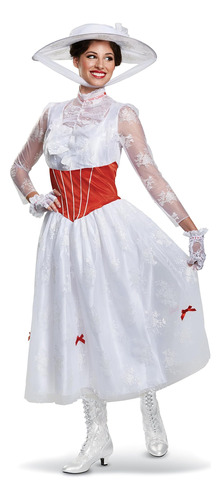 Disguise Disfraz De Mary Poppins Deluxe Para Mujer, Blanco,