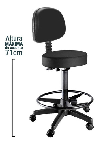 Imagem 2 de 8 de Mocho Estética Luxo Grande À Gás Encosto Parapé Impermeável