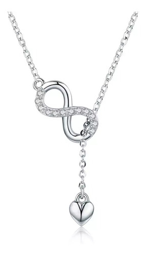 Collar Amor Infinito Plata Sólida 925 Zirconias Top Grade